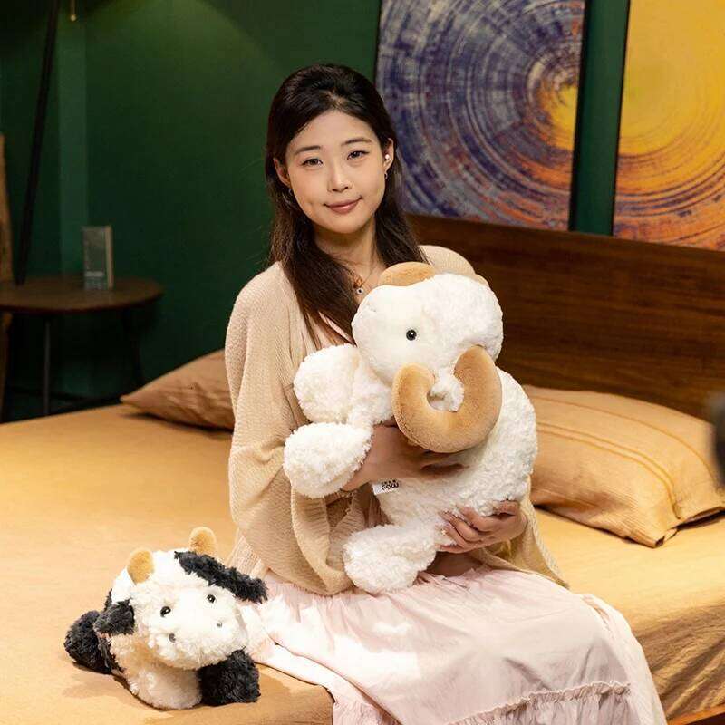 23cm Kawaii Plush Toy Comfort Soft Animal Doll Stuffed Sheep Cow Animals Festive Gifts For Kids Birthday Xmas Home Dec Y260128