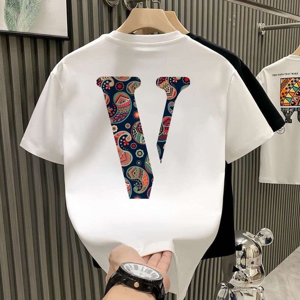 Summer Men's Short Sleeved Trendy New Item Versatile, Cool, Age Reducing, Casual Round Neck, Fun Printed Pure Cotton T-shirt Top