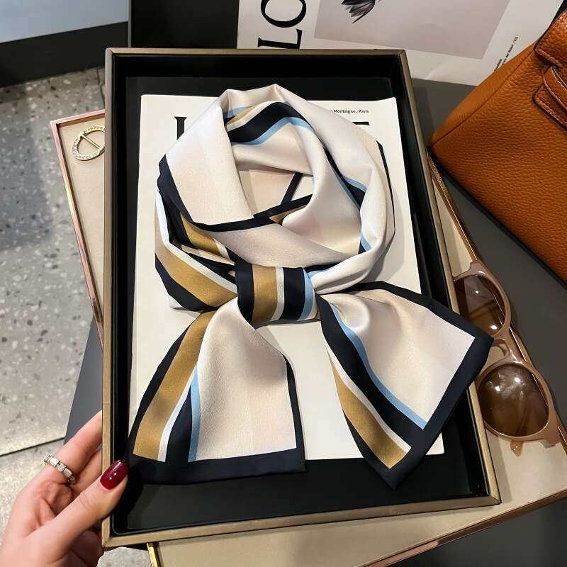 Women Designer Scarf Satin Striped Scarf Summer Square Scarf Multi-use Long Ribbon For Neck Bag Tie Office Daily - view 6