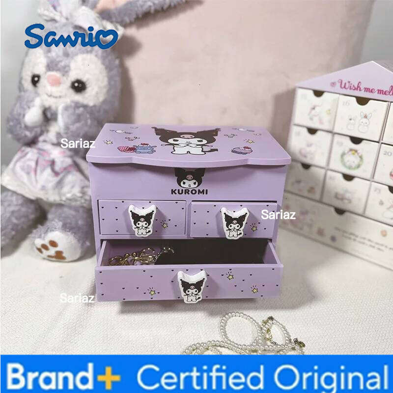 Sanrio HelloKitty Wooden Desktop Box, Exquisite Jewelry Storage Cabinet, Suitable for Gift Giving H260129 H260129
