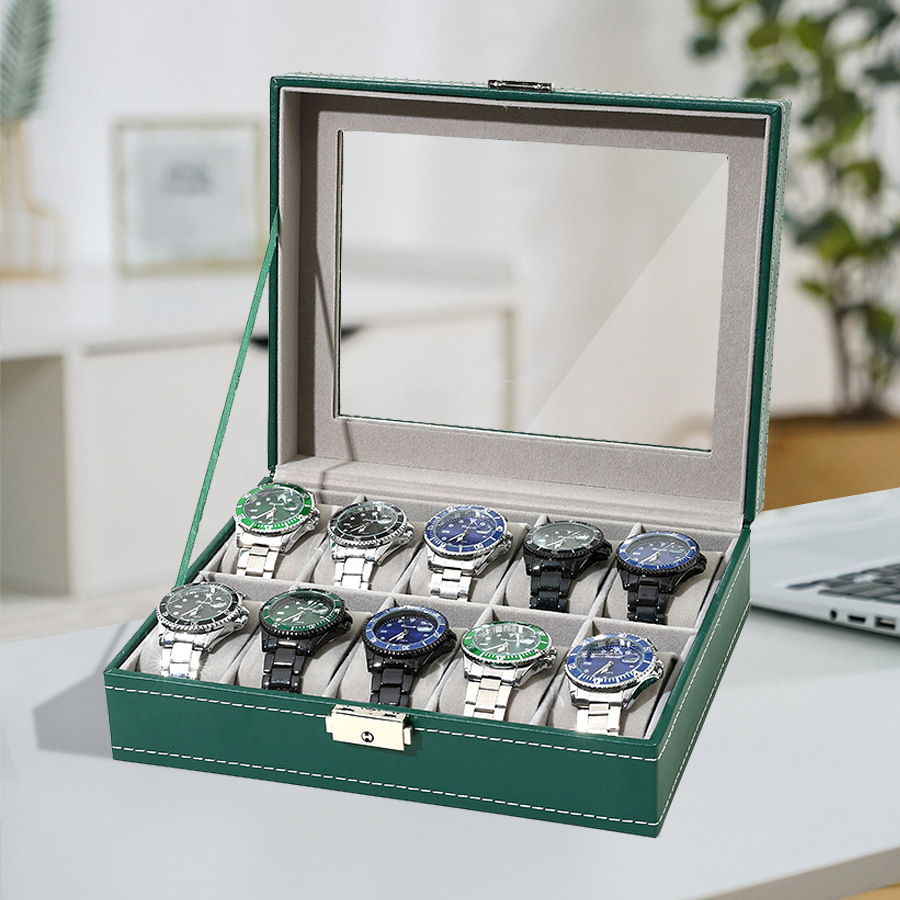 Watch Box PU Leather 6/10/12/20 Girds Watch Case Storage Box Watch Holder Box Organizer Watch Display Box 240425