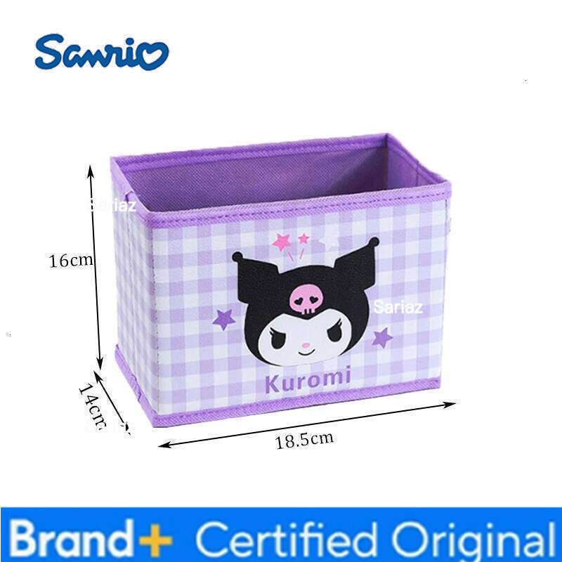 Sanrio 1PC PU Cartoon Checkered Foldable Desktop Storage Box Cosmetics & Stationery Organizer H260129 H260129