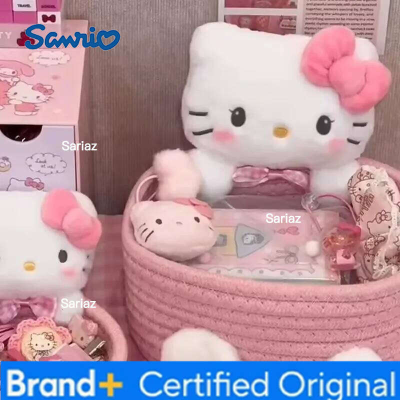 Sanrio Japanese Kawaii Hello Kitty Basket Cute Harajuku Charm Cosmetics Toys Storage Box Bedroom Decoration Birthday Gift Pink H260129