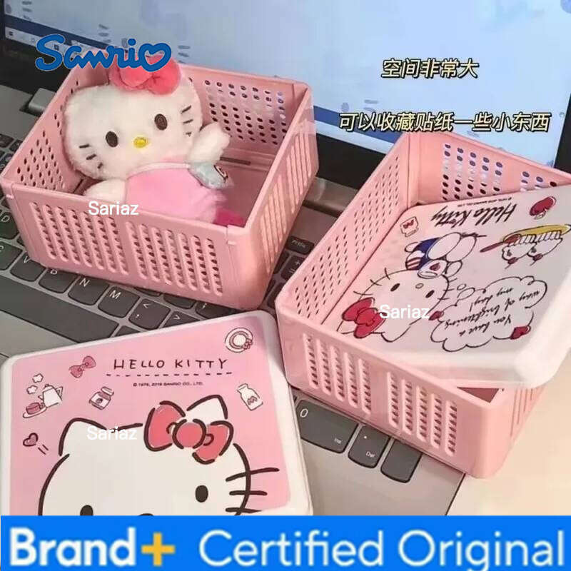 Sanrio Hello Kitty Multipurpose Folding Storage Cute KTM Desktop Miscellaneous Cosmetics Sorting Cartoon Box Holiday Gifts H260129