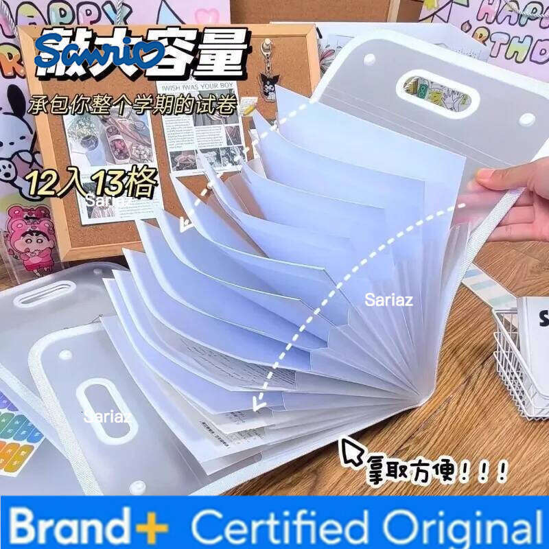 Sanrio Hello Kitty Student Supplies Delicate Cartoon High-capacity Storage Organ Bag Multi-function Multi-storey Folder H260129