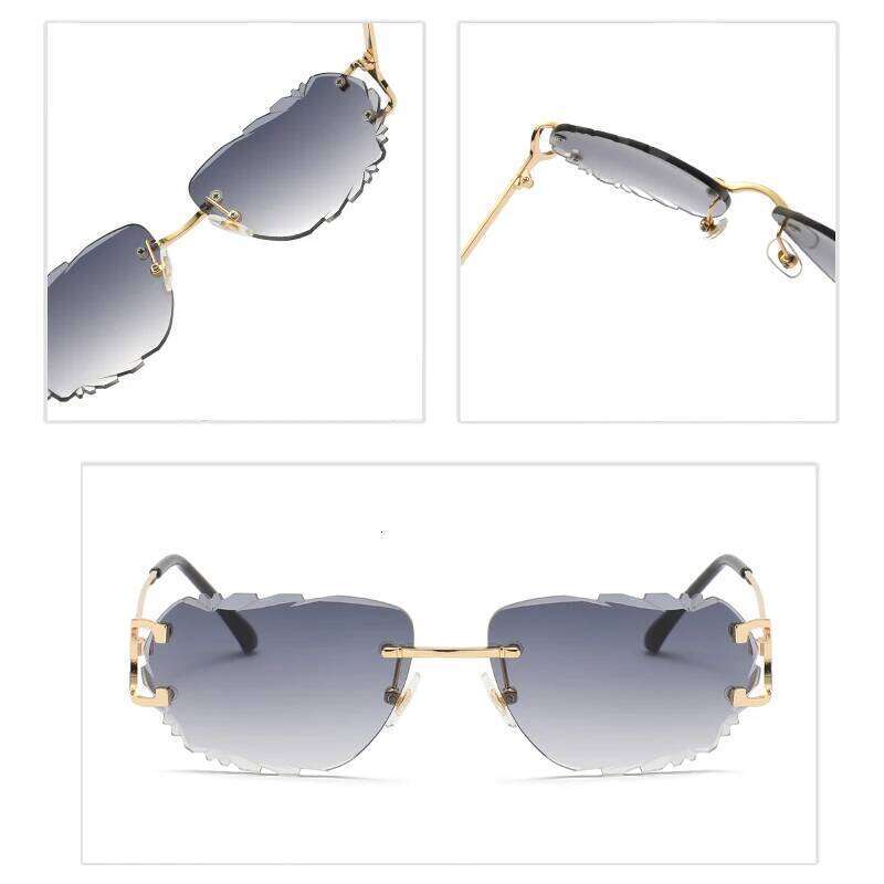 Retro Sunglasses For Men And High-End Frameless Fashion UV400 Irregular Cut Lenses Women Sun Glasses H260129