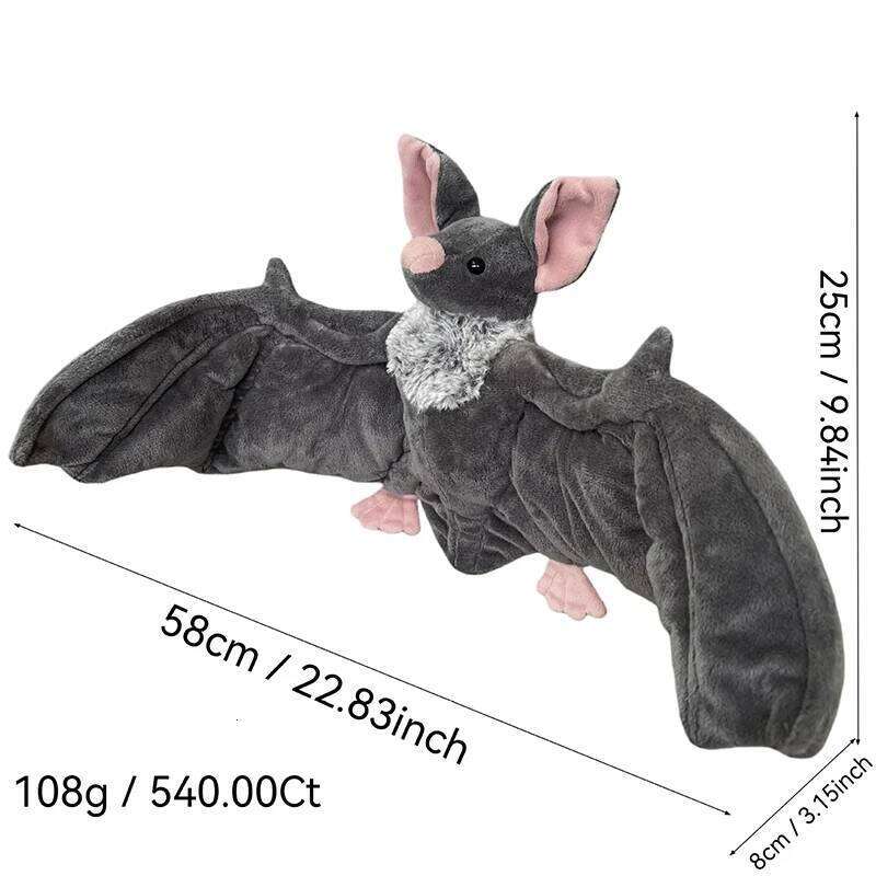25cm Toys Stuffed Grey Bat Doll Plush Throw Pillow For Boys and Girls Christmas Halloween Decoration Holiday Gifts Y260128