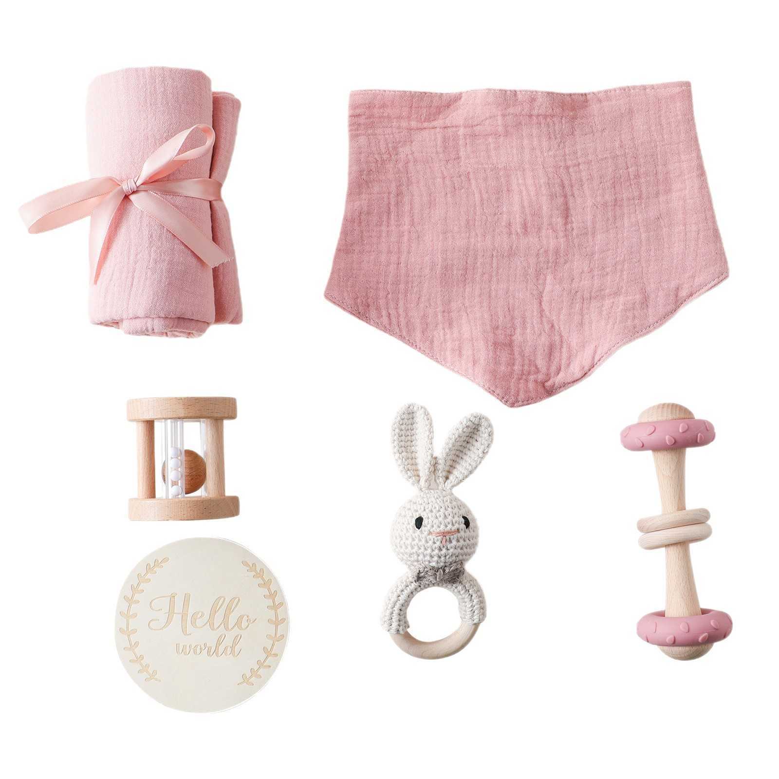 Newborn baby enlightenment teething bell soothing towel, bath towel grip training, animal crochet hook bell soothing set Q260129