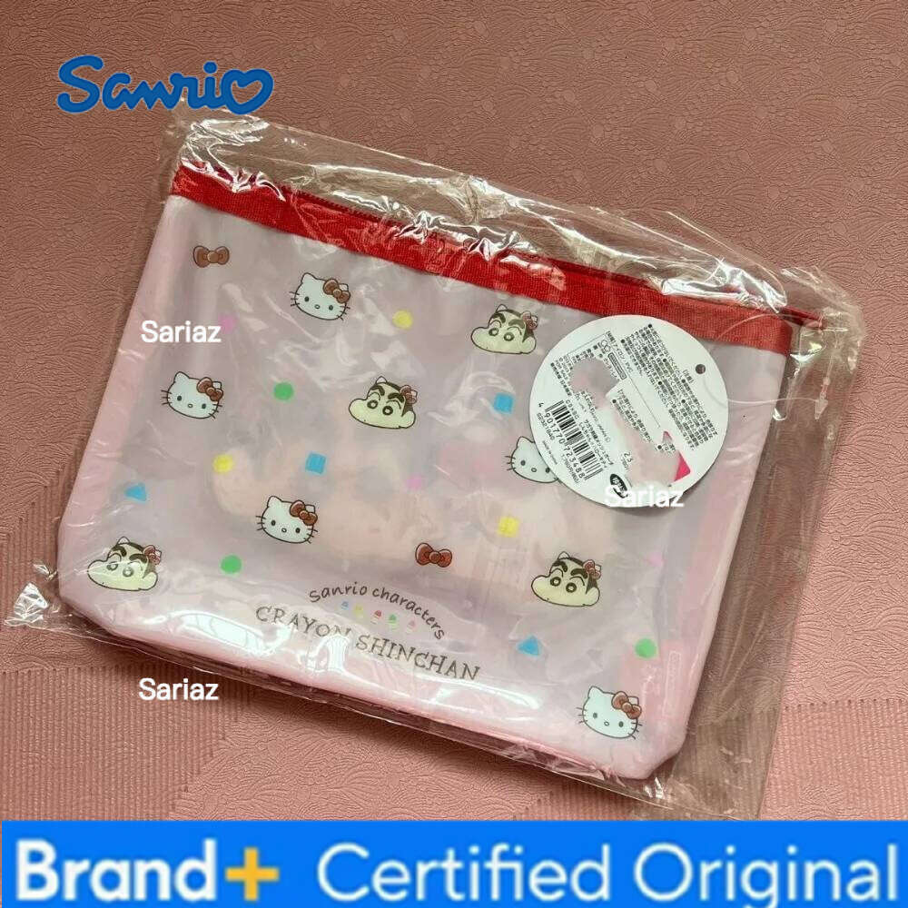 Sanrio Hello Kitty Makeup Cute Cartoon Creativity Co-branded Edition Zero Wallet Exquisite Mesh Yarn Pvc Splicing Storage Bag New H2601291
