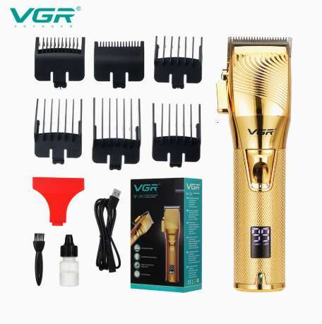 VGR280 Hair Shaving and Cutting Tool - Electric Digital Display Oil Head Push Cutter with Metal Pusher, Charging Hair Drying Machine L260129