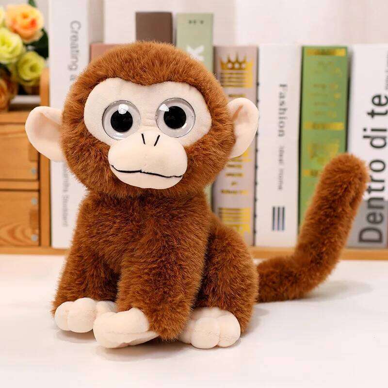 Cute big eye simulation sitting posture little monkey plush doll zoo gifts children's toys Y260128