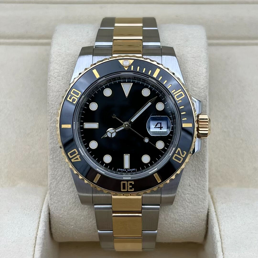 2026 New 40mm Green Black Ceramic Men's Automatic Wristwatch with Sapphire Glass, Stainless Steel Band, Folding Buckle, Calendar Function