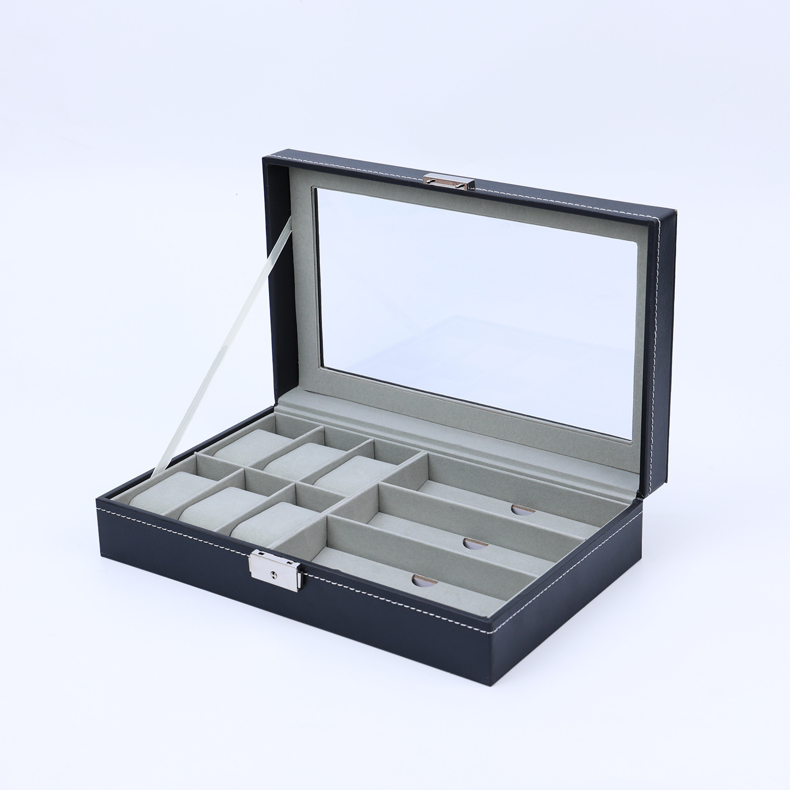 Watch Box PU Leather 6/10/12/20 Girds Watch Case Storage Box Watch Holder Box Organizer Watch Display Box 240425