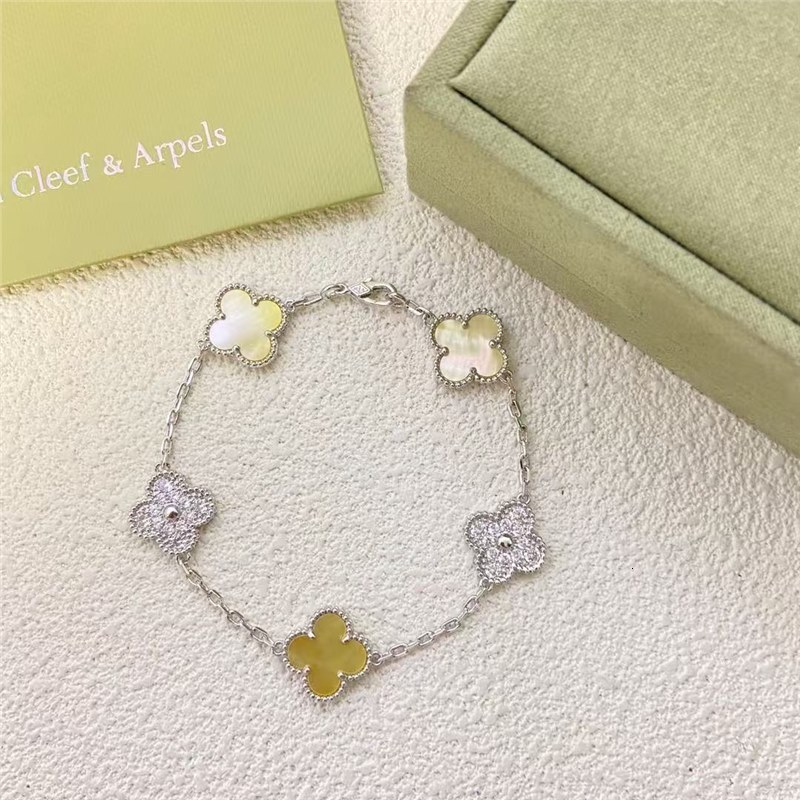 Designer Jewelry Vanly Cleef braclet Four-leaf Clover Five-flower Bracelet for Women Lucky Clover with Diamond Flower Lucky Charm