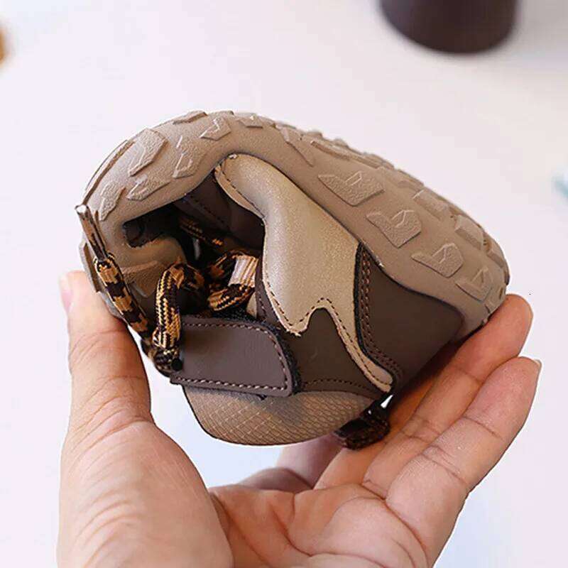 2025 New Autumn Children Leather High-help Kids Casual Shoes Non-slip Fashion Toddler Girls Boys Sneakers EU 22-30 Y260128