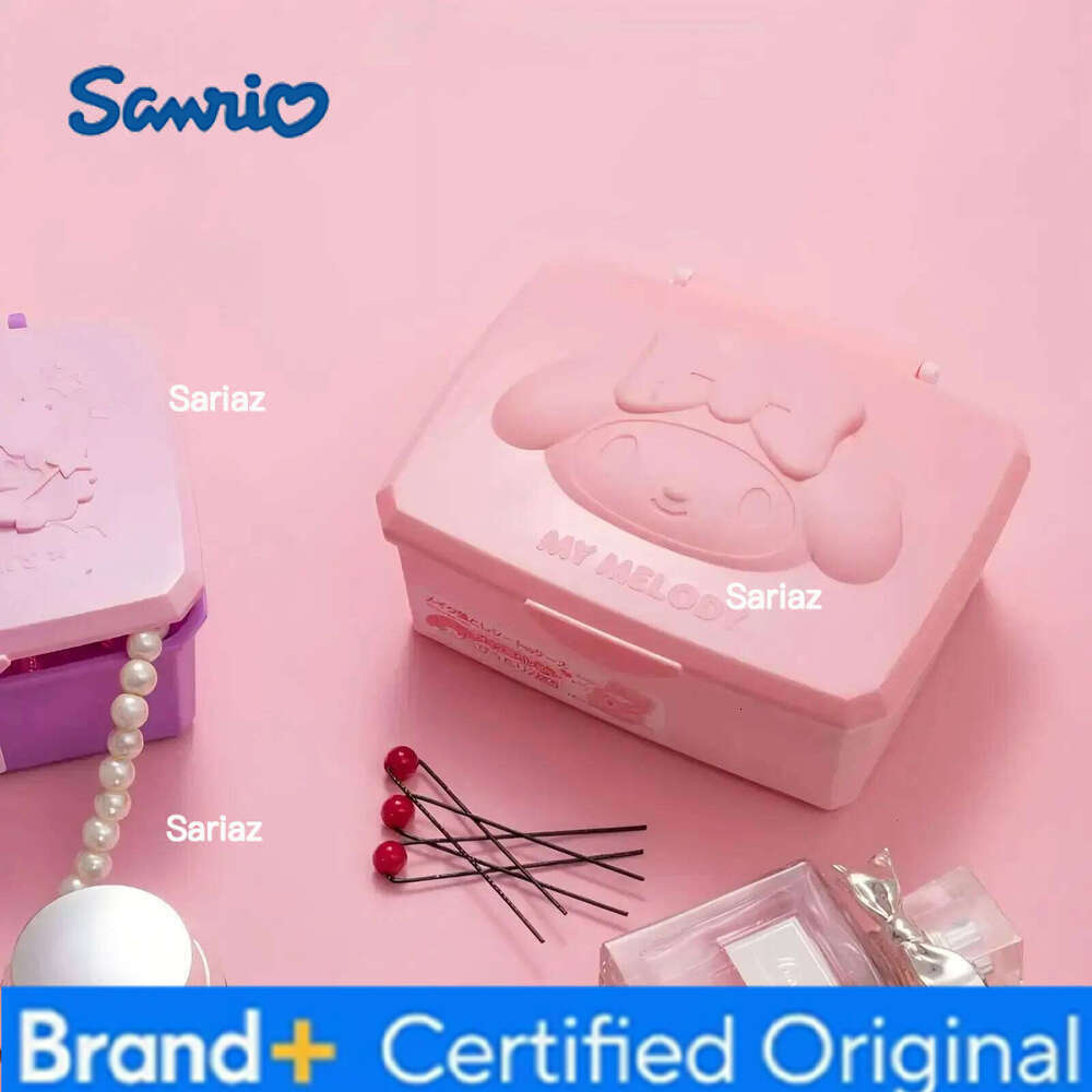 Sanrio Hello Kitty My Melody Cute Cartoon Girl Cotton Pad Cosmetics Organizer Box Student Stationery Storage Gifts H260129