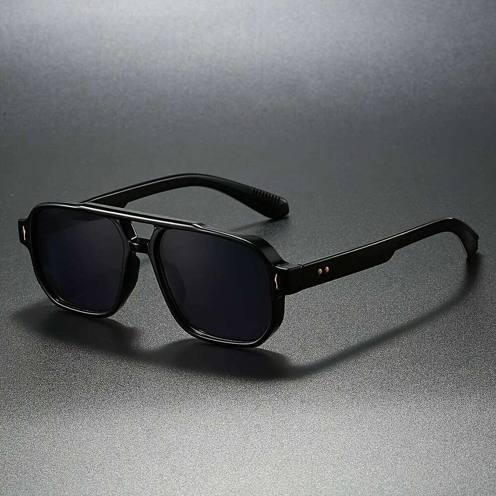 Retro Double Bridge Square Sunglasses For Women Men Fashion Luxury Design Rivets Sun Glasses Trending Shades UV400 Eyeglasse H260129
