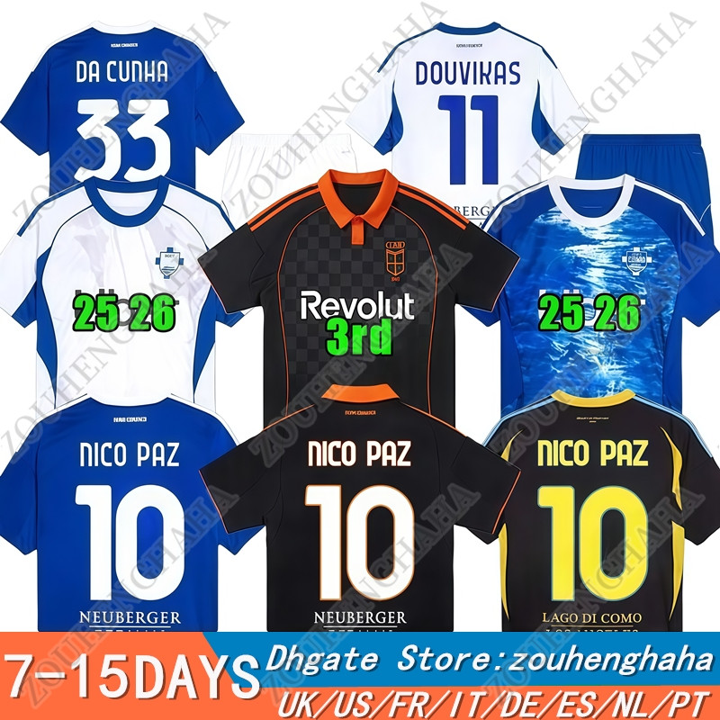 25 26 Como NICO PAZ Soccer Jerseys 2025 2026 PERRONE VERDI BASELLI 24 25 Fourth Special Men Kids football Jersey shirts Kit 888