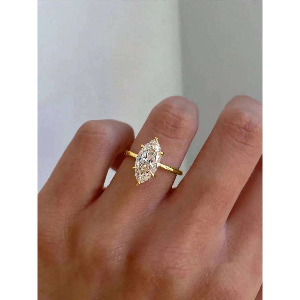 GRA Luxury Fashion 1-2CT Real Marquise Moissanite Diamond Wedding Engagement Rings for Women 925 Sterling Silver Fine Jewelry C260129