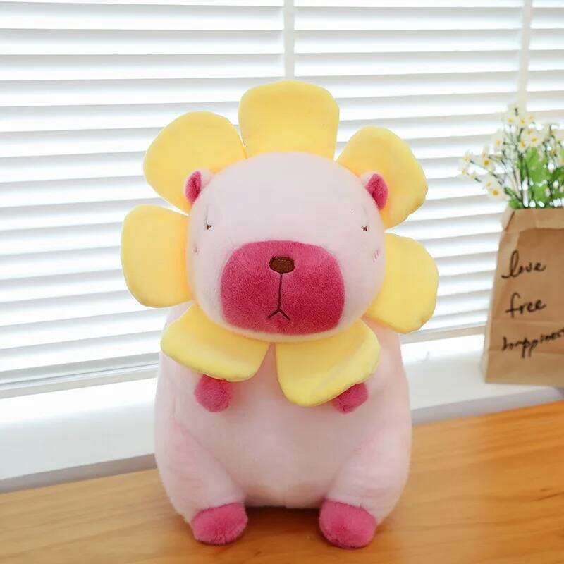 1pc 30cm/11.81in Cute sunflower doll throw pillow, capybara large doll, plush toy, children's birthday gift Y260128