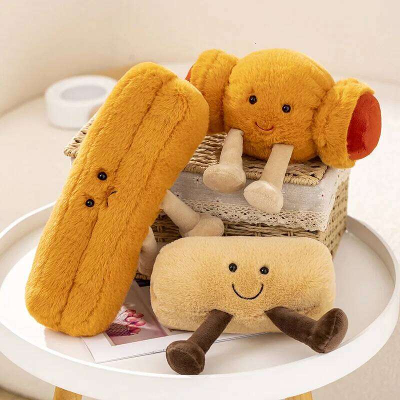 Cute Cartoon Breakfast Series Deep-Fried Dough Sticks/Cookie Bread/Sausage Bag Kawaii Plush Toys Children's Handmade Doll Gifts Y260128