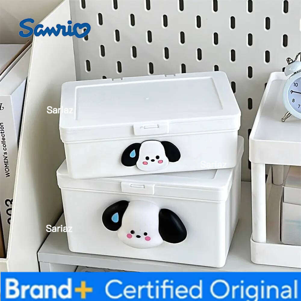 Sanrio White Flip Cover Card Out Hand Account Material Dust-Proof Storage Desktop Stationery Organizing Box H260129