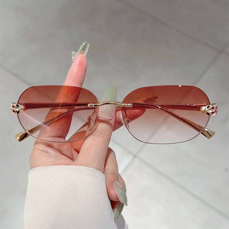 Rimless Oval Sunglasses Men New Fashion Vintage Gradient Casual Shades Women Trendy Luxury Brand Design Decor Sun Glasses H260129