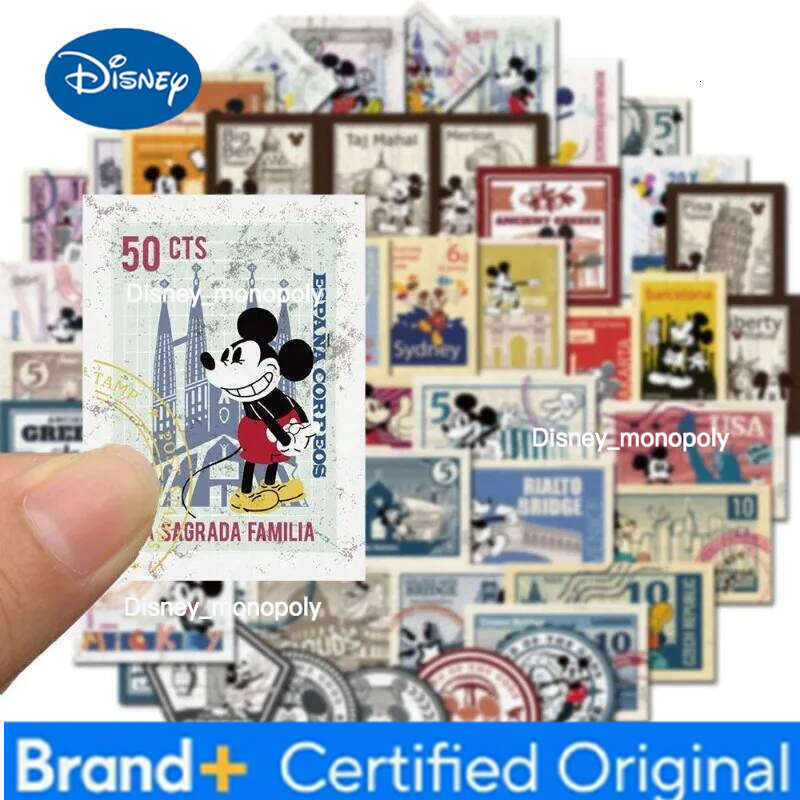 Disney New Mickey Minnie Anime Peripheral Cartoon Cute Retro Ticket Secondary Creative Stamps Decorative Stickers Gift H260129