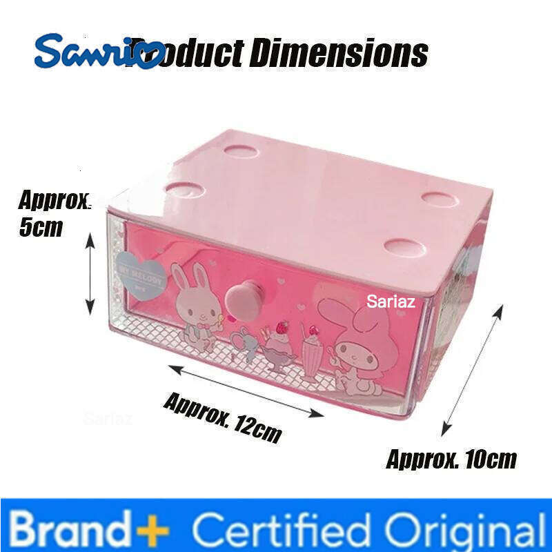 Sanrio Hello Kitty Storage Cartoon Cosmetic Jewelry Lipstick Stationery Desktop Organizer Plastic Drawer Box Office Supplies H260129