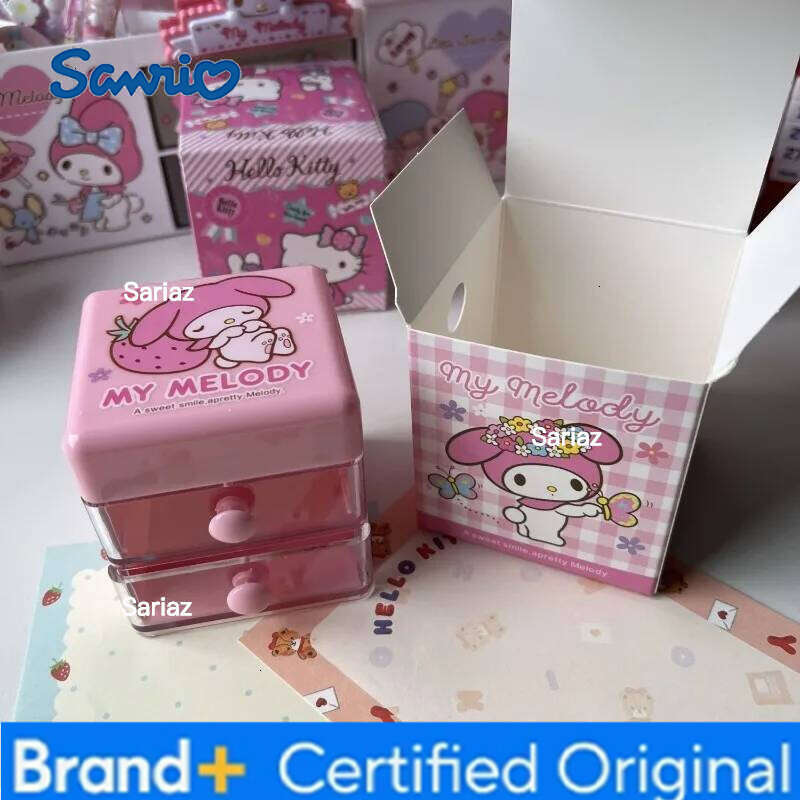 Sanrio Hello Kitty Cinnamoroll Kuromi Creative Cute Double Layer Mini Drawer Storage Cartoon Simple Accessories Jewelry Box H260129 H260129