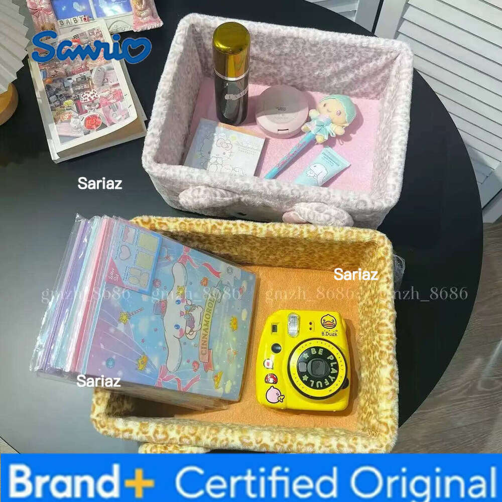 Sanrio Plush Storage Box Hello Kitty My Melody Doll Kuromi Pom Purin Leopard Print Toy Cinnamoroll Pochacco Soft Gift Kids H26012911