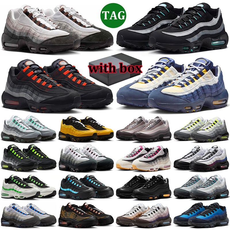 Free shipping with box running shoes designer 95s men women sneakers triple black white grey green navy blue pink red mens womens outsoor sports airmac 95 trainers