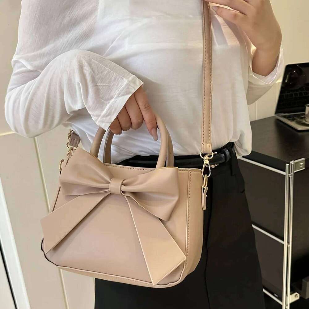 Ladies' bow handbag, elegant crossbody hand-held small square single-shoulder bag, fashionable accessory XJ260129