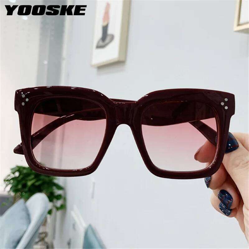 YOOSKE Brand Luxury Square Sunglasses Women Vintage Design Big Frame Sun Glasses Female Gradient Fashion Eyewear UV400 H260129