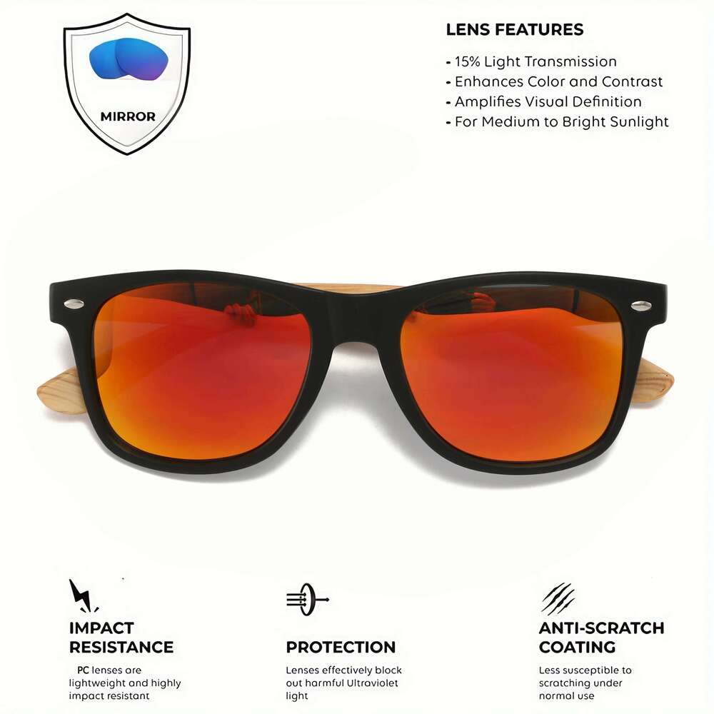 3PCS Bamboo Texture Square Sunglasses UV400, Fashion Unisex Classic - Lightweight for Casual Wear & Holidays H260129
