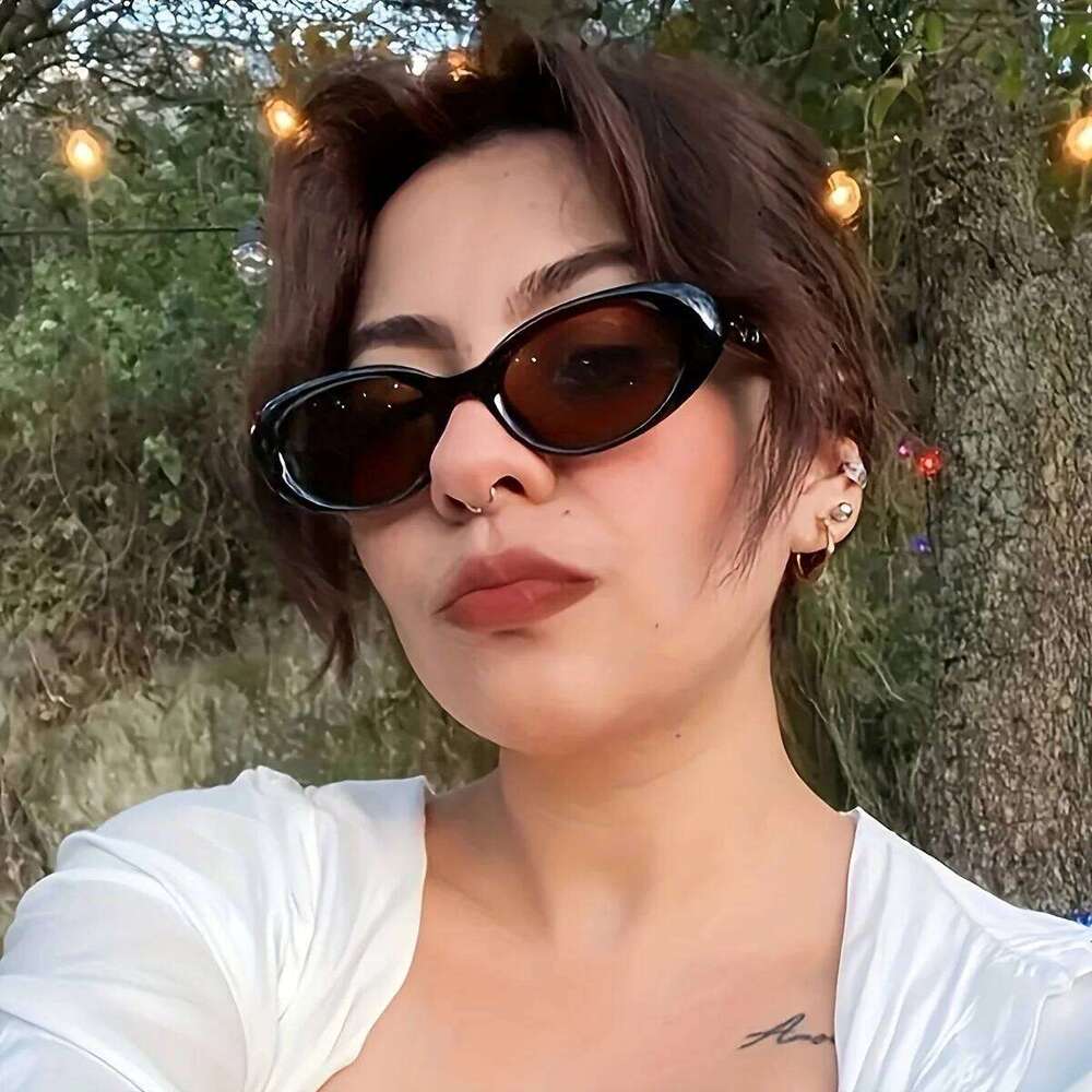 Oval Fashion Sunglasses Women Female Cool Sexy Vintage Small Glasses, For Party, Vacation, Hike H260129