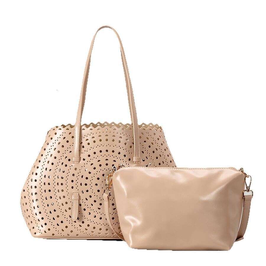 High End Heavy Duty Hollow Out Large Vegetable Basket Handbag European And American Style Carved Mother And Child Beach Shoulder Tote Bag For Women
