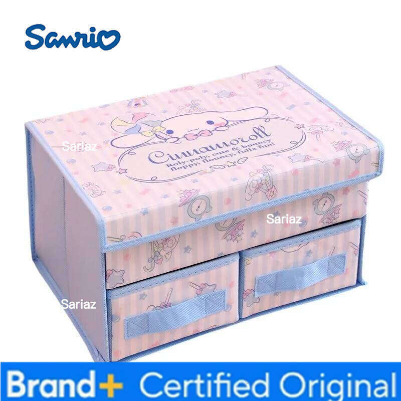 Sanrio Anime Hellokitty Storage Kawaii Kuromi My Melody Cinnamoroll Large Foldable Toy Bedroom Clothes Drawer Organizer Box H260129