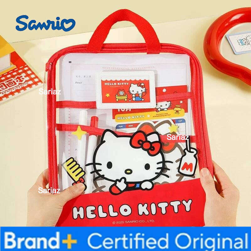 Sanrio 4pcs Anime Hello Kitty large-capacity L-shaped A4 document Kawaii multi-layer classification thickened paper storage bag H260129