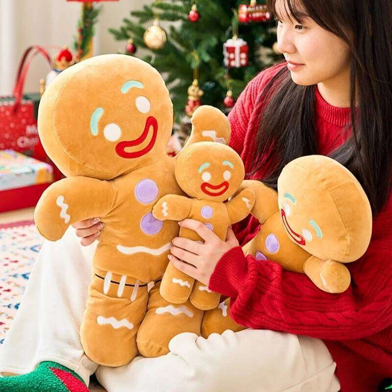 Gingerbread Plush Toys Biscuit Plushies Cookies Man Stuffed Doll Soft Sofa Cushion Dessert Pillow Christine Decor Xmas Gift Y260128