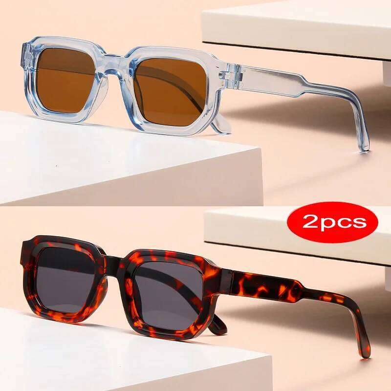Orange Square Sunglasses UV400 Protection, Acetate Frame, Polyurethane Lenses, Japan and Korean Style Shades for Men and Women - H260129, 2-Pack - view 4