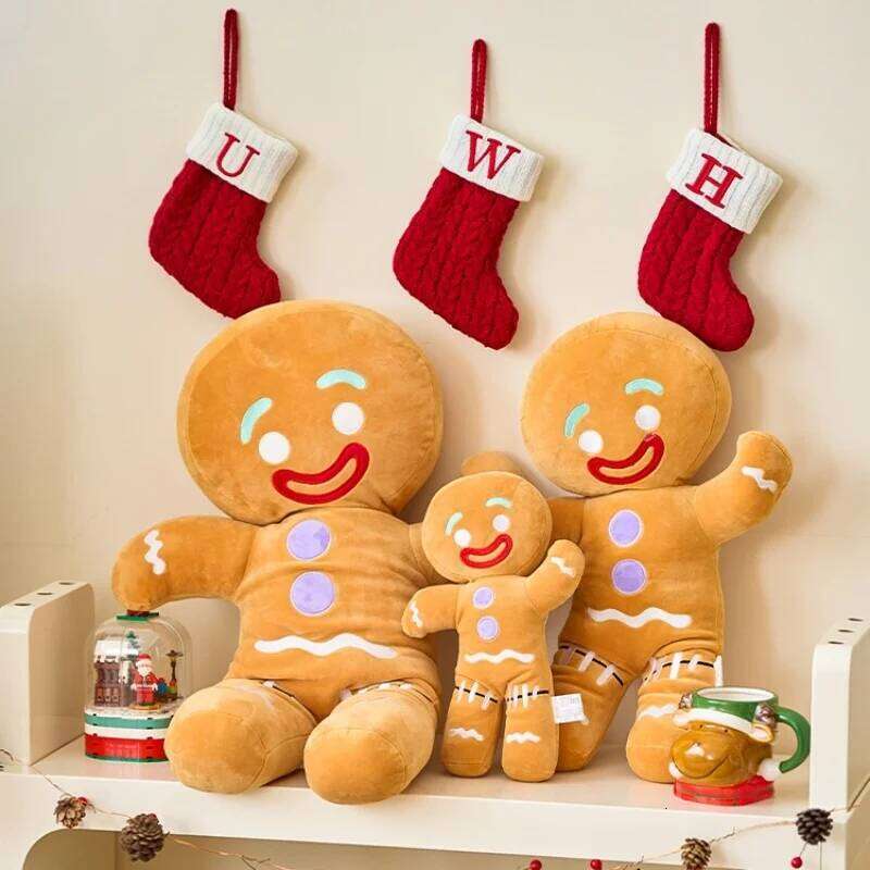 Gingerbread Plush Toys Biscuit Plushies Cookies Man Stuffed Doll Soft Sofa Cushion Dessert Pillow Christine Decor Xmas Gift Y260128