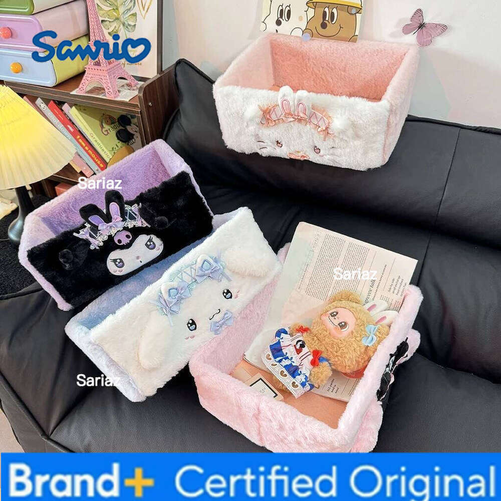 Sanrio Plush My Melody HelloKitty Cinnamoroll Baskets for Multifunctional Storage Box Desktop Decorative H260129