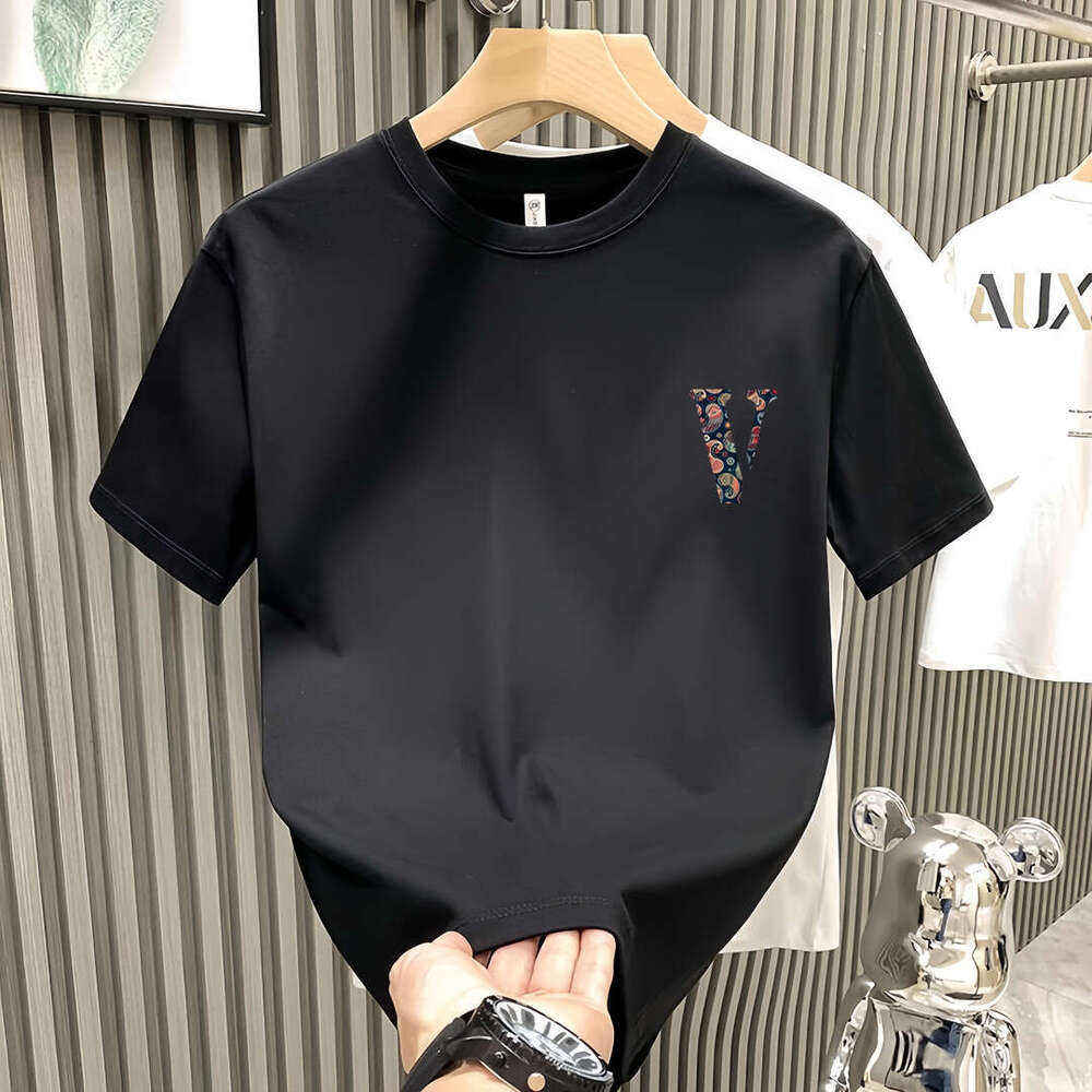 Summer Heavyweight Pure Cotton Versatile Trendy Men's Short T-Shirt Crew Neck Casual Fashion Half Sleeve Tee Shirt