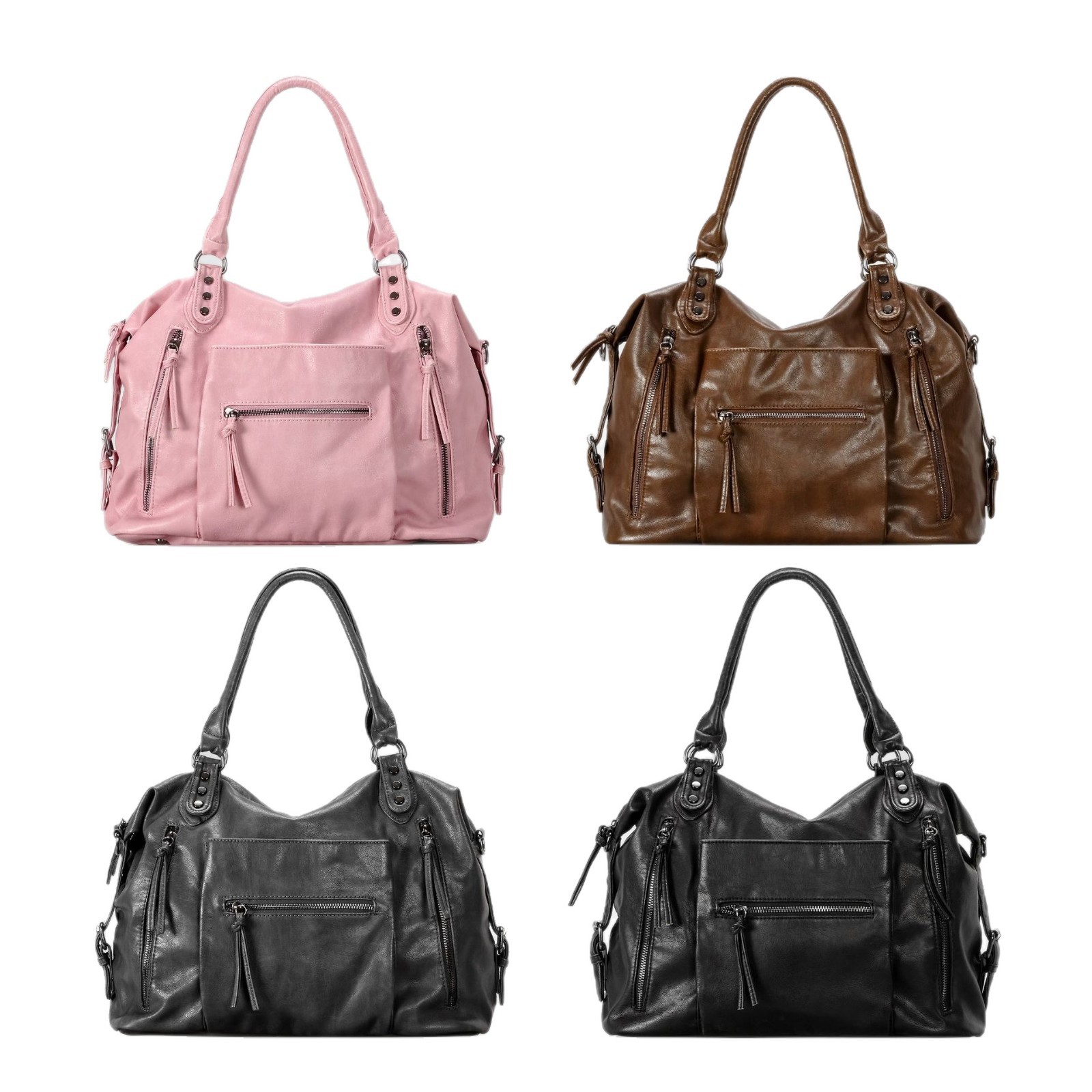 New style women's bag - retro and casual women's motorcycle tote bag made of soft leather, large capacity tote bag Z260129