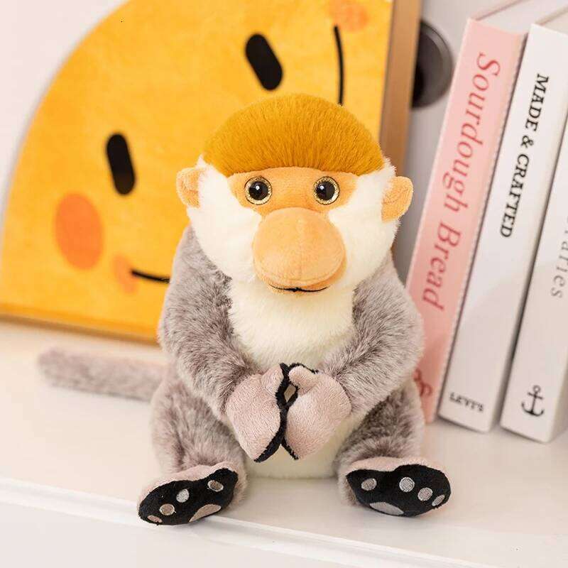 22cm Cute Proboscis Monkey Plush Long-Nose Stuffed Ultra-Soft Rare Jungle Toy for Kids Animal Lovers Birthday Gift Decor Y260128