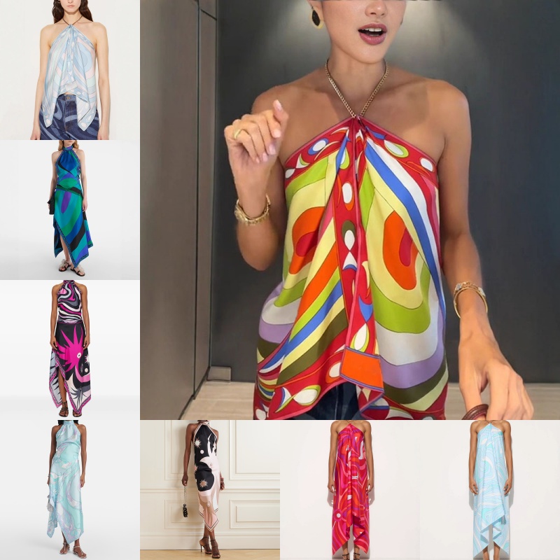 Women Elegant Colorful Dress Luxury Sexy Strapless Vest Dress Irregular Slit Skirts Set Sling Dress
