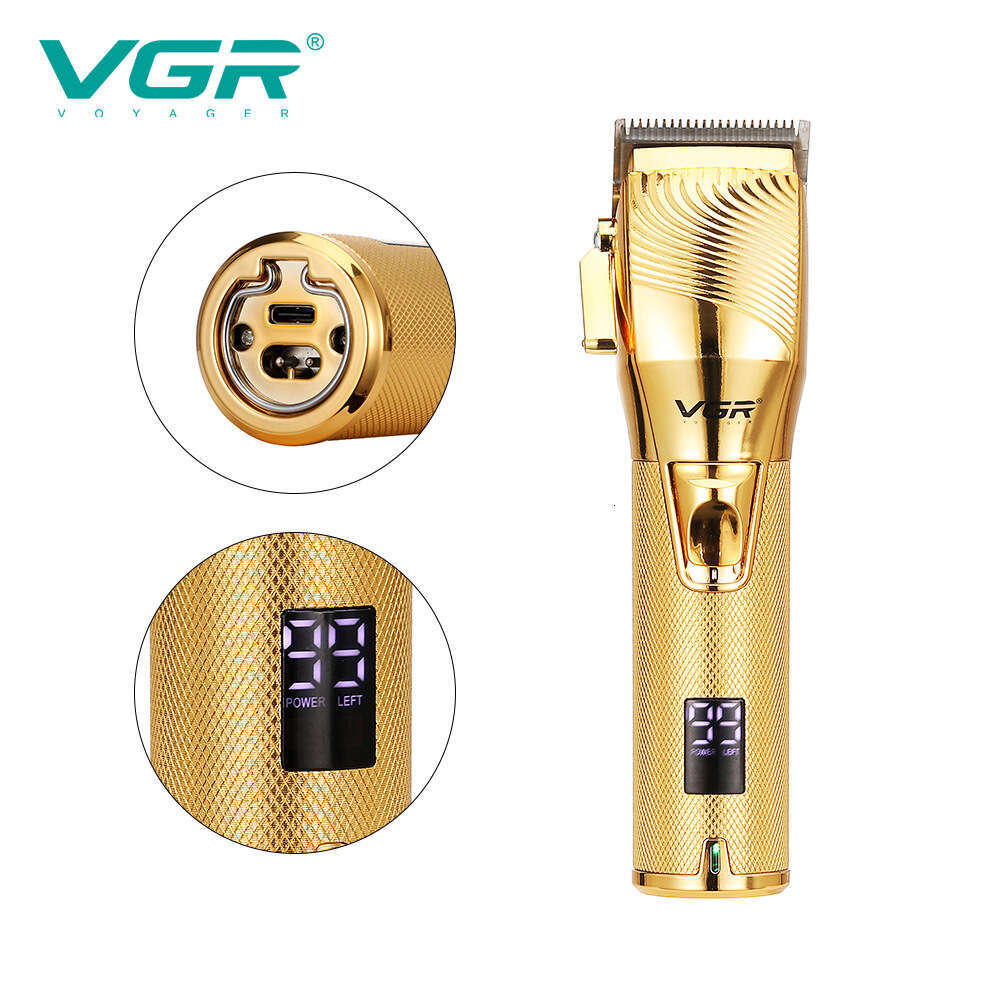 VGR280 Hair Shaving and Cutting Tool - Electric Digital Display Oil Head Push Cutter with Metal Pusher, Charging Hair Drying Machine L260129