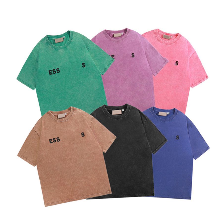 Designer tshirt men tees short jacket coat hoodie graphic tee shirt American distressed washed high street loose women crew-neck pullover casual short-sleeved shirt