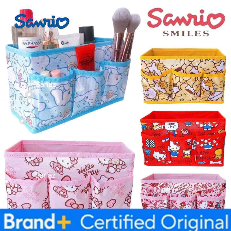 Sanrio Hello Kitty Storage Box Cartoon Folding Desktop Holder Home Cosmetic Stationery Toy Sorting Organizer Basket Containers H260129 H260129